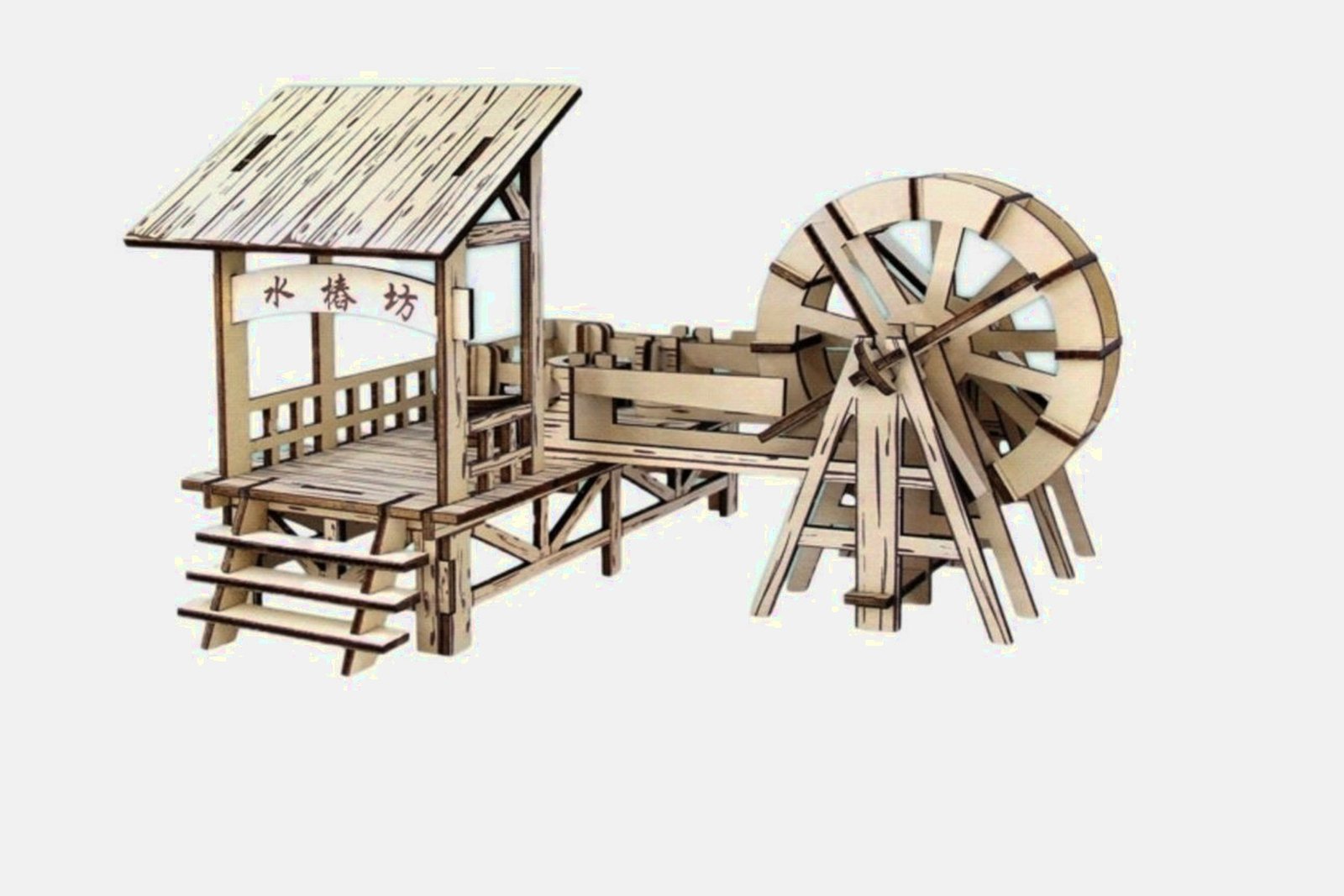 Traditional Water Mill Engineering Model